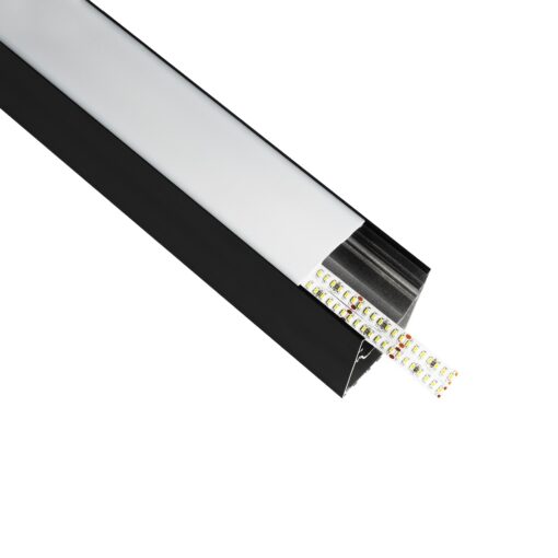 GLOBOSTAR® ALP-LINEAR BRIGHTRAIL 61775-3M Επιφανειακό / Κρεμαστό / Επιτοίχιο Προφίλ Αλουμινίου με Λευκό Γαλακτερό Πατητό Κάλυμμα για Ταινίες LED IP20 – Μαύρο Ματ – Μ300 x Π5 x Υ7.5cm