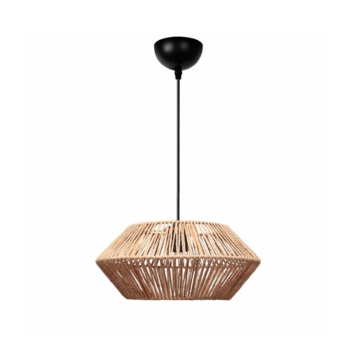 GLOBOSTAR® CASTRO 204-0164 Boho Κρεμαστό Φωτιστικό Οροφής με Ντουί 1 x E27 AC 220-240V IP20 – Μπεζ – Μ32 x Π32 x Υ13cm