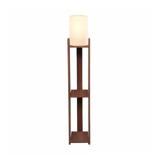 GloboStar® VENTORA 204-0125 Μοντέρνο Eπιδαπέδιο Φωτιστικό Μονόφωτο 1 x E27 IP20 Καφέ Ξύλο με Μπεζ Ύφασμα – Μ20 x Π20 x Υ142cm