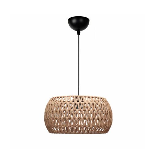 GLOBOSTAR® DARIO 204-0168 Boho Κρεμαστό Φωτιστικό Οροφής με Ντουί 1 x E27 AC 220-240V IP20 – Καφέ – Μ30 x Π30 x Υ15cm