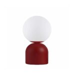 GloboStar® MAGIC 204-0135 Μοντέρνο Eπιτραπέζιο Φωτιστικό Μονόφωτο 1 x E14 IP20 Κόκκινο Μέταλλο με Λευκό Γυαλί – Μ13 x Π13 x Υ28cm