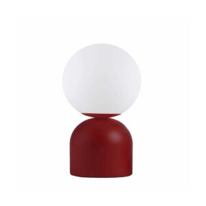 GloboStar® MAGIC 204-0135 Μοντέρνο Eπιτραπέζιο Φωτιστικό Μονόφωτο 1 x E14 IP20 Κόκκινο Μέταλλο με Λευκό Γυαλί – Μ13 x Π13 x Υ28cm