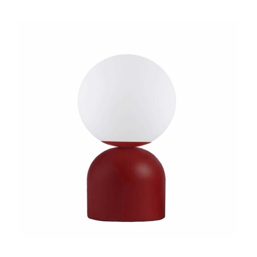 GloboStar® MAGIC 204-0135 Μοντέρνο Eπιτραπέζιο Φωτιστικό Μονόφωτο 1 x E14 IP20 Κόκκινο Μέταλλο με Λευκό Γυαλί – Μ13 x Π13 x Υ28cm