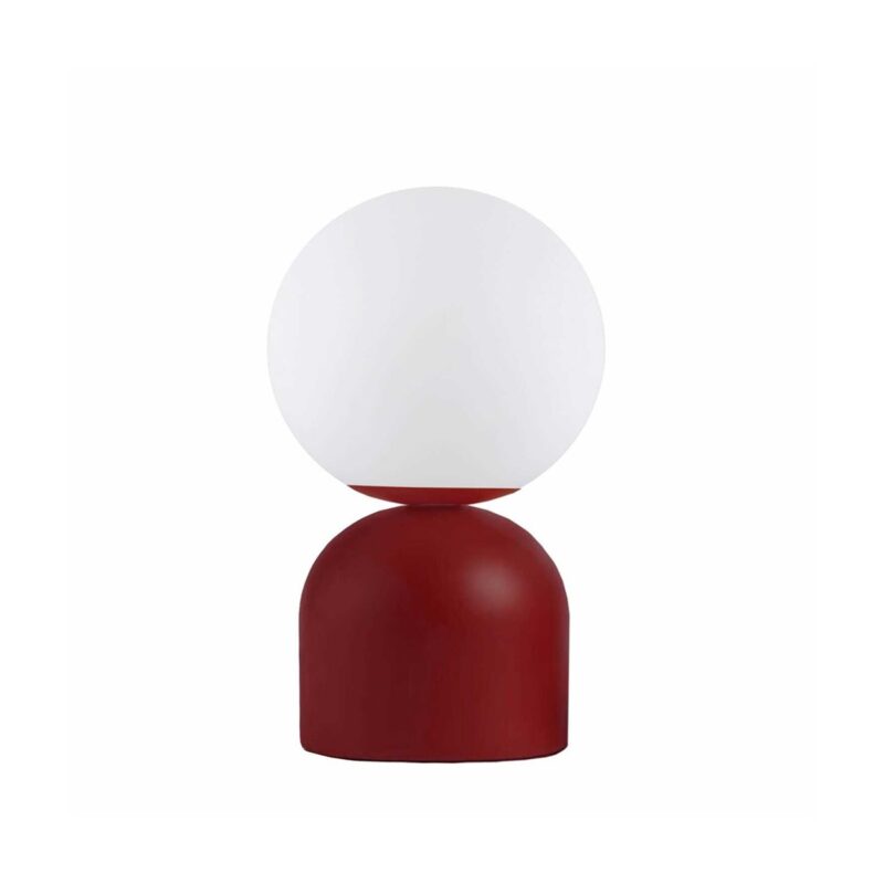 GloboStar® MAGIC 204-0135 Μοντέρνο Eπιτραπέζιο Φωτιστικό Μονόφωτο 1 x E14 IP20 Κόκκινο Μέταλλο με Λευκό Γυαλί – Μ13 x Π13 x Υ28cm