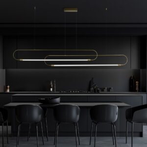 kelvo® GLOW 61665 Μοντέρνο Κρεμαστό Φωτιστικό Οροφής LED 28W 2800lm 360° AC 220-240V IP20 Ρυθμιζόμενο Λευκό CCT με Χειριστήριο από 2700K έως 6000K Dimmable – Lumileds SMD Chip – Χρυσό Πλατίνα & Λευκό Νήμα – Μ160 x Π3 x Υ25cm – 3 Χρόνια Εγγύηση