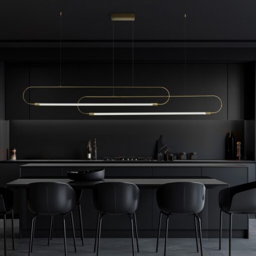 kelvo® GLOW 61665 Μοντέρνο Κρεμαστό Φωτιστικό Οροφής LED 28W 2800lm 360° AC 220-240V IP20 Ρυθμιζόμενο Λευκό CCT με Χειριστήριο από 2700K έως 6000K Dimmable – Lumileds SMD Chip – Χρυσό Πλατίνα & Λευκό Νήμα – Μ160 x Π3 x Υ25cm – 3 Χρόνια Εγγύηση