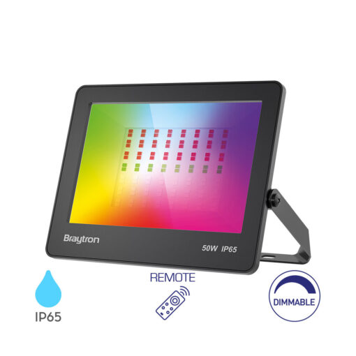 Προβολέας LED IP65 50W Πολύχρωμος RGB με Control Braytron – BT66-05091