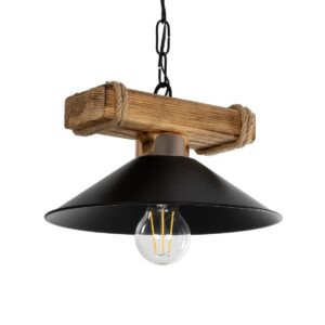 GLOBOSTAR® GLISTER PRO 201-0117 Vintage Κρεμαστό Φωτιστικό Οροφής με Ντουί 1 x E27 AC 220-240V IP20 – Μαύρο & Μπεζ – Μ25 x Π25 x Υ15cm