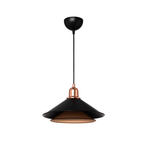 GLOBOSTAR® FERRO 203-0269 Μοντέρνο Κρεμαστό Φωτιστικό Οροφής με Ντουί 1 x E27 AC 220-240V IP20 – Μαύρο & Χάλκινο – Μ30 x Π30 x Υ19cm