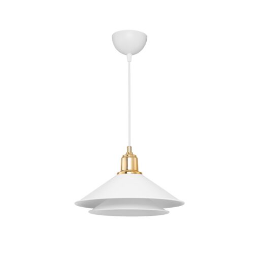 GLOBOSTAR® FERRO 203-0268 Μοντέρνο Κρεμαστό Φωτιστικό Οροφής με Ντουί 1 x E27 AC 220-240V IP20 – Λευκό & Χρυσό – Μ30 x Π30 x Υ19cm