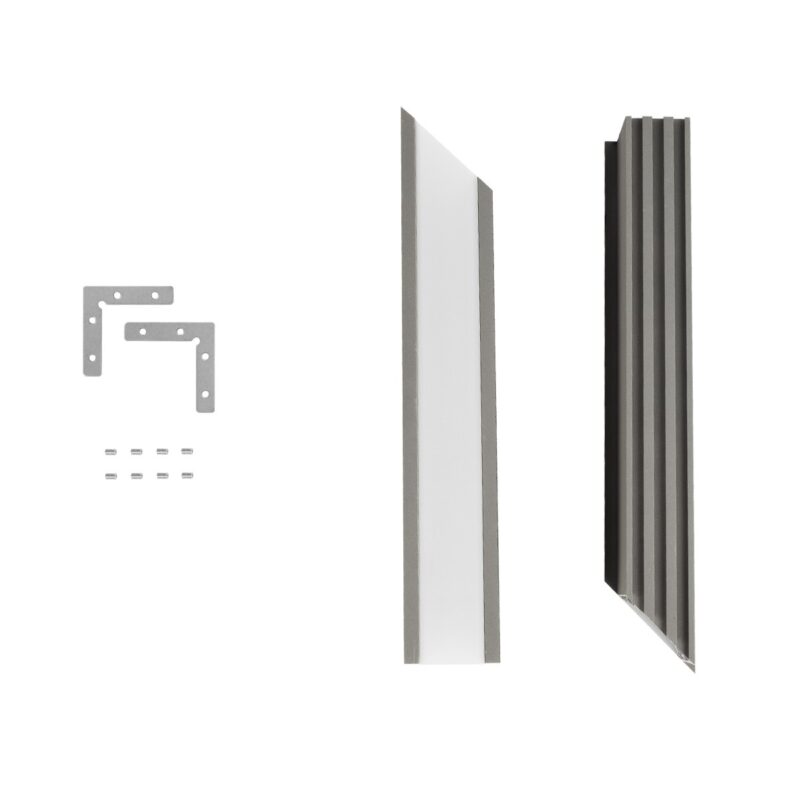 GLOBOSTAR® ALP-CORNER-SIDE90 RECESSA 61790 Χωνευτό Προφίλ Αλουμινίου Γωνία με Λευκό Γαλακτερό Πατητό Κάλυμμα για Ταινίες LED IP20 – Γκρι Ανθρακί Ματ – Μ30 x Π3.5 x Υ4cm