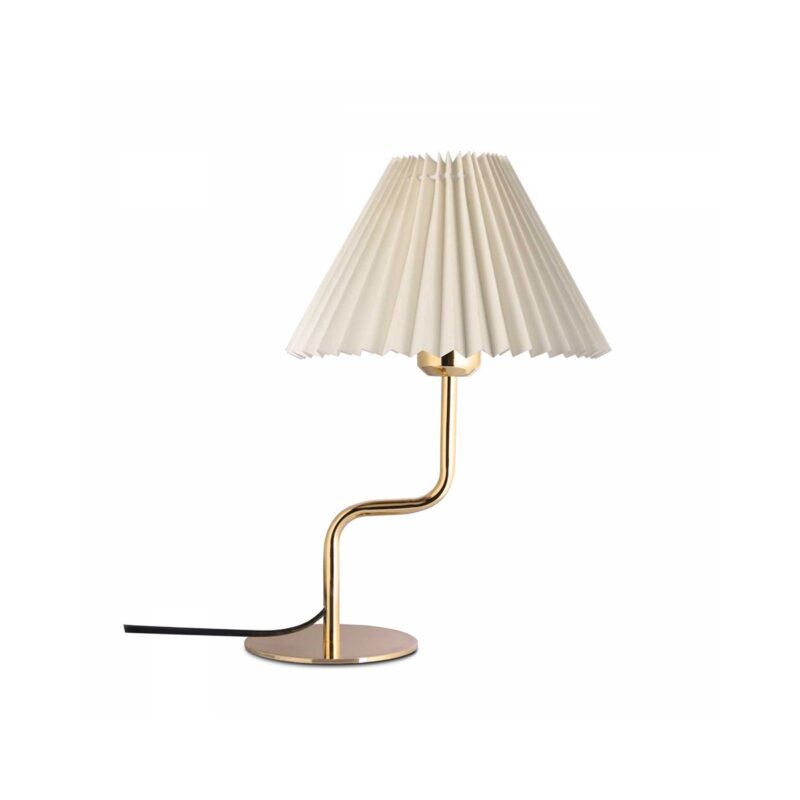 GloboStar® LIVL 204-0169 Μοντέρνο Eπιτραπέζιο Φωτιστικό Μονόφωτο 1 x E27 IP20 Χρυσό Μέταλλο με Μπεζ Ύφασμα – Μ22 x Π22 x Υ34cm