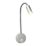 GloboStar® READING 00859 Μοντέρνο Μεταλλικό Φωτιστικό Τοίχου Απλίκα Reading Light CREE LED 3W 300lm 35° AC 85-265V Μονόφωτο Ασημί με Ρυθμιζόμενο Σώμα Σπιράλ & Διακόπτη On / Off Θερμό Λευκό 2700K Μ6.5 x Π20 x Υ20cm