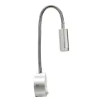 GloboStar® READING 00859 Μοντέρνο Μεταλλικό Φωτιστικό Τοίχου Απλίκα Reading Light CREE LED 3W 300lm 35° AC 85-265V Μονόφωτο Ασημί με Ρυθμιζόμενο Σώμα Σπιράλ & Διακόπτη On / Off Θερμό Λευκό 2700K Μ6.5 x Π20 x Υ20cm