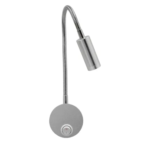 GloboStar® READING 00859 Μοντέρνο Μεταλλικό Φωτιστικό Τοίχου Απλίκα Reading Light CREE LED 3W 300lm 35° AC 85-265V Μονόφωτο Ασημί με Ρυθμιζόμενο Σώμα Σπιράλ & Διακόπτη On / Off Θερμό Λευκό 2700K Μ6.5 x Π20 x Υ20cm
