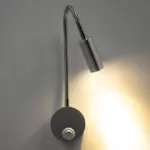 GloboStar® READING 00859 Μοντέρνο Μεταλλικό Φωτιστικό Τοίχου Απλίκα Reading Light CREE LED 3W 300lm 35° AC 85-265V Μονόφωτο Ασημί με Ρυθμιζόμενο Σώμα Σπιράλ & Διακόπτη On / Off Θερμό Λευκό 2700K Μ6.5 x Π20 x Υ20cm