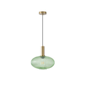 ΦΩΤΙΣΤΙΚΟ ΚΡΕΜΑΣΤΟ ΑΝΑΓΛΥΦΟ ΓΥΑΛΙ 1XΕ27 Φ300X171X1200mm ΠΡΑΣΙΝΟ ARTE ILLUMINA TOPAZ EUROLAMP – 144-24081