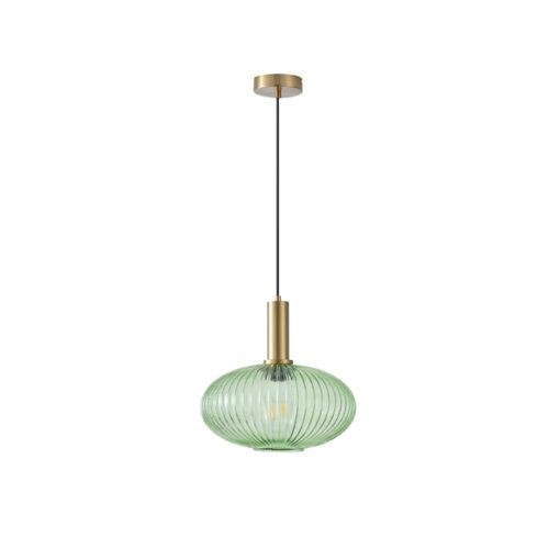 ΦΩΤΙΣΤΙΚΟ ΚΡΕΜΑΣΤΟ ΑΝΑΓΛΥΦΟ ΓΥΑΛΙ 1XΕ27 Φ300X171X1200mm ΠΡΑΣΙΝΟ ARTE ILLUMINA TOPAZ EUROLAMP – 144-24081