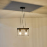 ΦΩΤΙΣΤΙΚΟ ΚΡΕΜΑΣΤΟ ΞΥΛΟ-ΜΕΤΑΛΛΟ 2ΦΩΤΟ 2XΕ27 MΑΧ 15W 300X125X1230mm ΜΑΥΡΟ-ΚΑΦΕ ARTE ILLUMINA MULTIPLA EUROLAMP – 144-30115