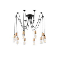 ΦΩΤΙΣΤΙΚΟ ΚΡΕΜΑΣΤΟ ΞΥΛO-ΜΕΤΑΛΛΟ 10ΦΩΤΟ 10XΕ27 1000X1000X510mm ΜΑΥΡΟ ARTE ILLUMINA EDISON EUROLAMP – 144-30123