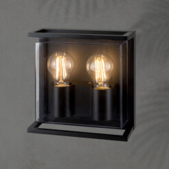ΑΠΛΙΚΑ ΤΟΙΧΟΥ ΜΕΤΑΛΛΙΚΗ Ε27 2Χ20W 220X220X95mm IP65 ΜΑΥΡΗ ARTE ILLUMINA EUROLAMP – 145-20635