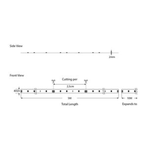ΤΑΙΝΙΑ LED 5M 9,6W 12V 6500K 120L/M IP20 PLUS EUROLAMP – 145-70125