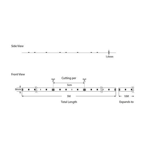 ΤΑΙΝΙΑ LED 5M 10W 12V 3000K IP20 PRO EUROLAMP 145-70132