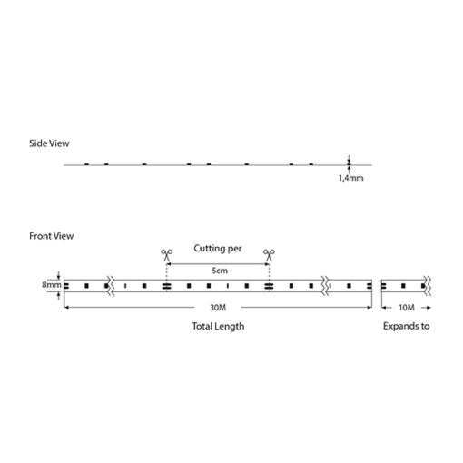 ΤΑΙΝΙΑ LED 30M 10W 12V 4000K IP20 PRO EUROLAMP 145-70141