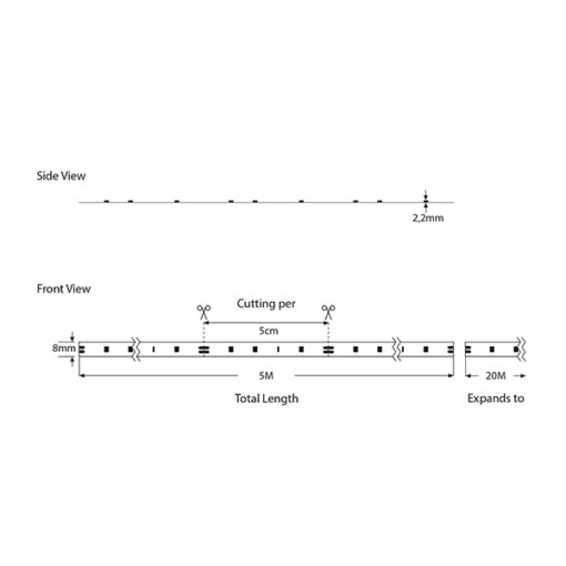 ΤΑΙΝΙΑ LED 5M 9,6W 24V 3000K IP20 PRO EUROLAMP 145-70232