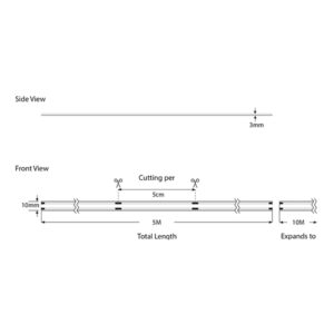 ΤΑΙΝΙΑ LED COB 5M 10W 24V RGB 480L/M IP44 PRO EUROLAMP – 145-72029