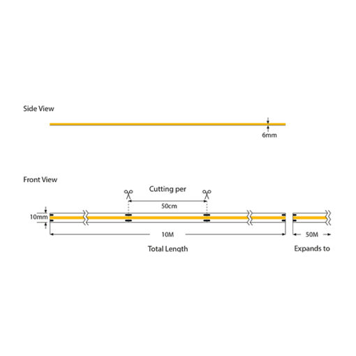 ΤΑΙΝΙΑ LED COB 10M 8W 220V 6500K 360L/M IP65 PRO EUROLAMP – 145-72700