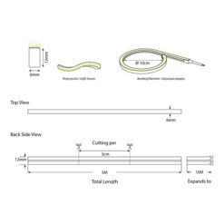 NEON LIGHT LED 5M 8W 24V 4000K IP44 PRO EUROLAMP – 145-73001