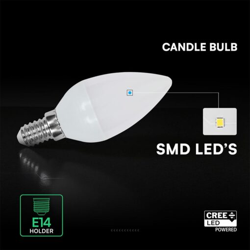 LED Λάμπα E14 Κερί V-TAC Cree Chip 4.5W 470lm Φυσικό Λευκό 4000K 6yrs Wty – 2111216