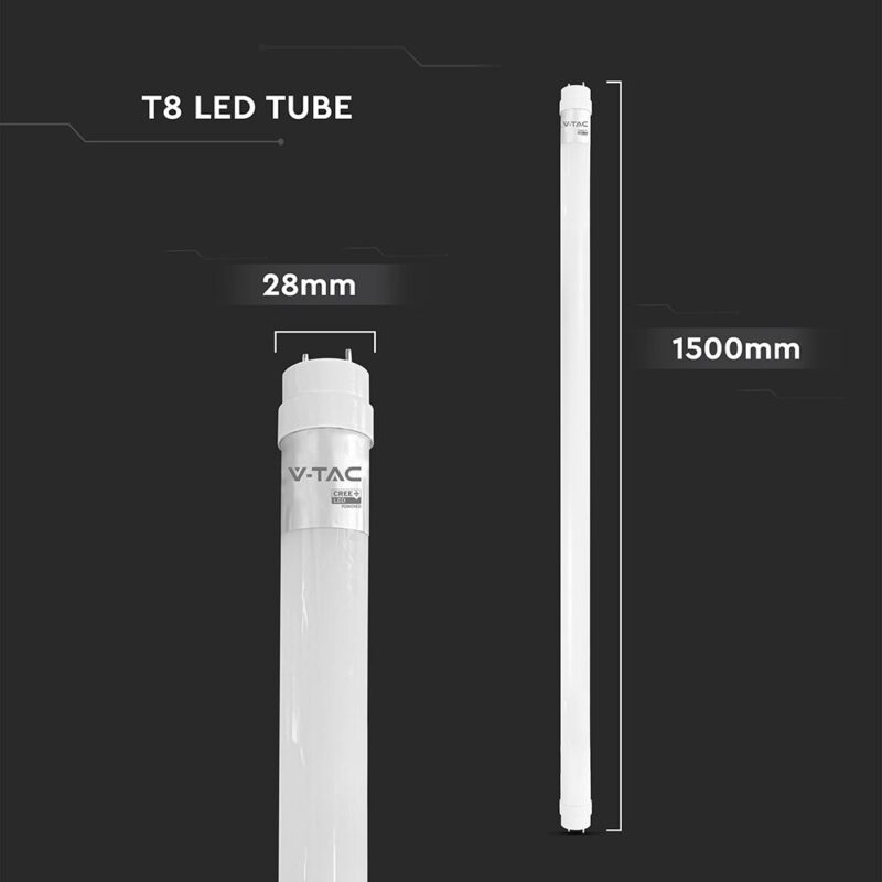 LED Λάμπα T8 G13 150cm 20W V-TAC Cree Chip 2100lm 160° Θερμό 3000K 6yrs Wty – 216566