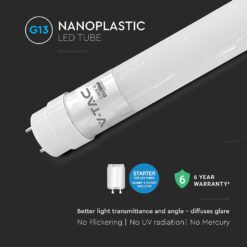 LED Λάμπα T8 G13 150cm 20W V-TAC Cree Chip 2100lm 160° Θερμό 3000K 6yrs Wty – 216566