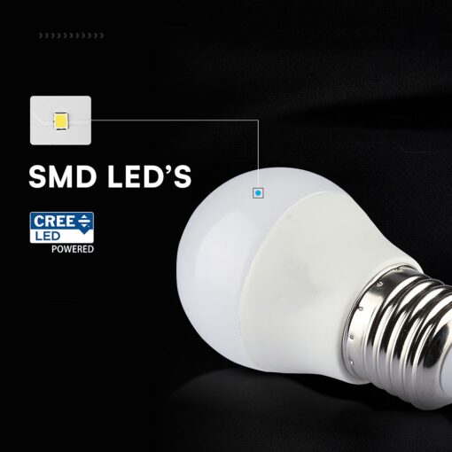 LED Λάμπα E27 Γλομπάκι P45 V-TAC Cree Chip 6.5W 600lm Φυσικό Λευκό 4000K 6yrs Wty – 21867-6