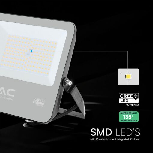 LED Προβολέας 100W Αδιάβροχος IP65 V-TAC Cree Chip Μαύρος 115° 11480lm Φυσικό Λευκό 4000K 6yrs Wty – 232186