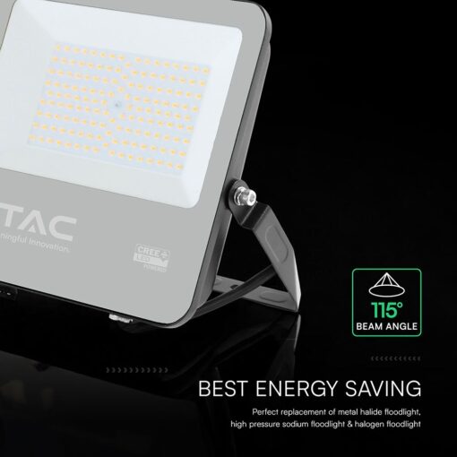 LED Προβολέας 100W Αδιάβροχος IP65 V-TAC Cree Chip Μαύρος 115° 11480lm Φυσικό Λευκό 4000K 6yrs Wty – 232186