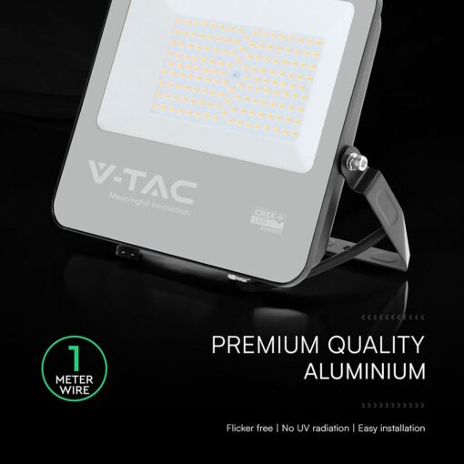 LED Προβολέας 100W Αδιάβροχος IP65 V-TAC Cree Chip Μαύρος 115° 11480lm Φυσικό Λευκό 4000K 6yrs Wty – 232186