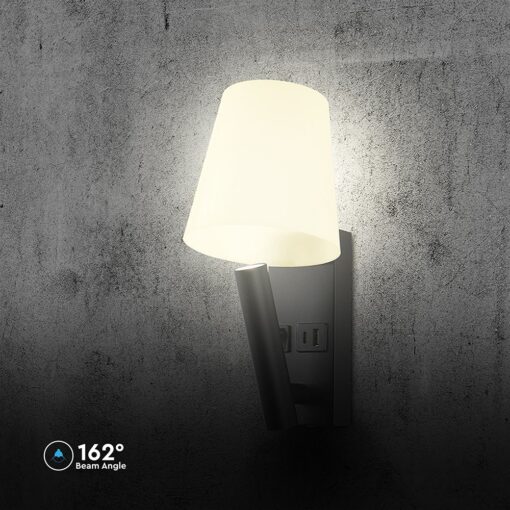 Φωτιστικό Τοίχου Κρεβατιού Ξενοδοχείου 2W LED CREE Chip Μαύρο Σώμα με Θύρες Φόρτισης USB 3000K  V-TAC – 240016