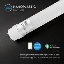 LED Λάμπα T8 G13 60cm 7W V-TAC Cree Chip 1050lm 160° Ψυχρό 6500K 6yrs Wty – 240656
