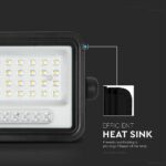 50W LED Ηλιακός Προβολέας CCT 2000K-8000K Μαύρος IP65 V-TAC – 24082