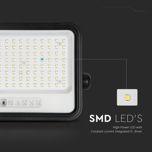 200W LED Ηλιακός Προβολέας CCT 2000K-8000K Μαύρος IP65 V-TAC – 24084
