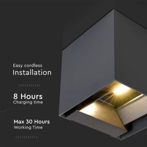 Ηλιακό Φωτιστικό Τοίχου 3W LED CCT Aνθρακί IP65 V-TAC – 24089