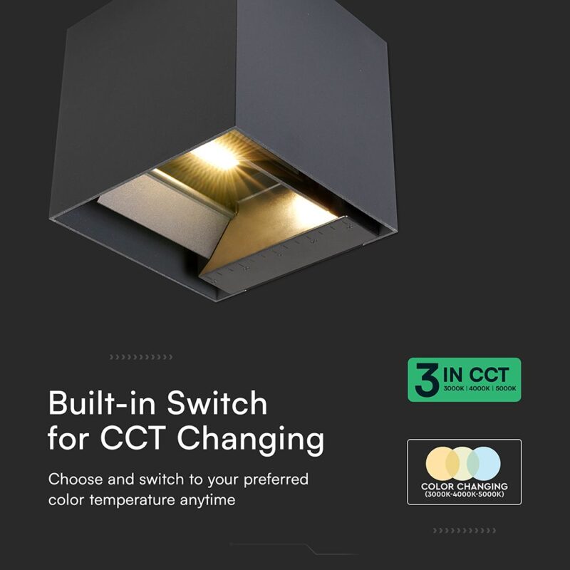 Ηλιακό Φωτιστικό Τοίχου 3W LED CCT Aνθρακί IP65 V-TAC – 24089