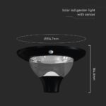 15W LED Ηλιακό Φωτιστικό Κορυφής για Κολωνάκι Φ60 Κήπου CCT Μαύρο IP65 με Ανιχνευτή Κίνησης V-TAC – 24098