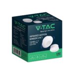 Ανιχνευτής Κίνησης PIR V-TAC Χωνευτός/Επιφανειακός 2σε1 Λευκός 8m 600W 5yrs Wty- 24109