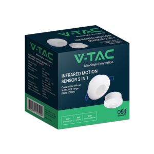 Ανιχνευτής Κίνησης PIR V-TAC Χωνευτός/Επιφανειακός 2σε1 Λευκός 8m 600W 5yrs Wty- 24109