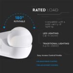 Επιτοίχιος Aνιχνευτής Kίνησης 180°/360° – IP44 Max 600W Λευκός V-TAC 24110VT