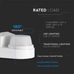 Ανιχνευτής Κίνησης PIR V-TAC Επίτοιχος Λευκός IP65 1000W 5yrs Wty- 24111